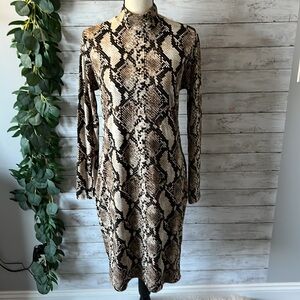 Long-Sleeved, Snake Skin Pattern Dress
